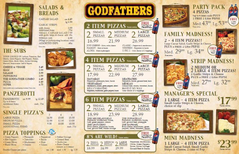 Godfathers Pizza Opening Hours 1 Rattenbury St E, Clinton, ON